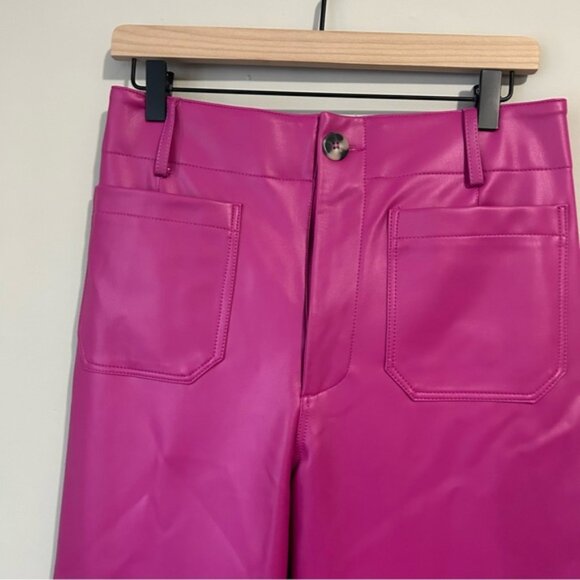 Anthropologie Maeve The Colette Pink Faux Leather Cropped Pants - Picture 5 of 5